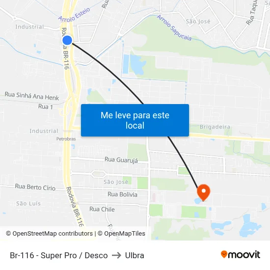 Br-116 - Super Pro / Desco to Ulbra map