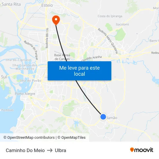 Caminho Do Meio to Ulbra map