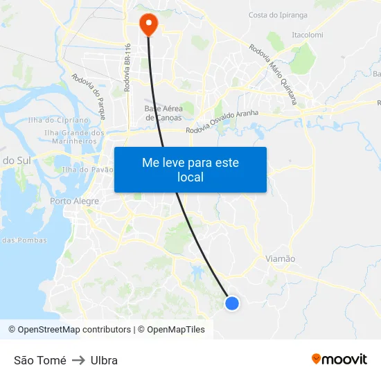 São Tomé to Ulbra map