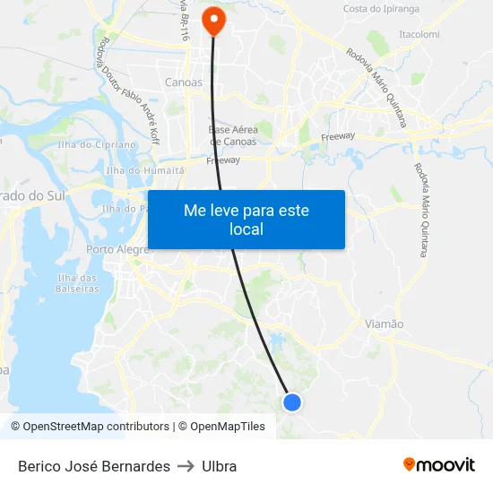 Berico José Bernardes to Ulbra map