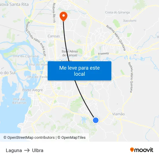 Laguna to Ulbra map