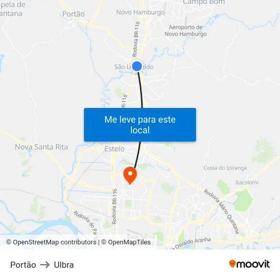 Portão to Ulbra map