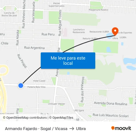 Armando Fajardo - Sogal / Vicasa to Ulbra map