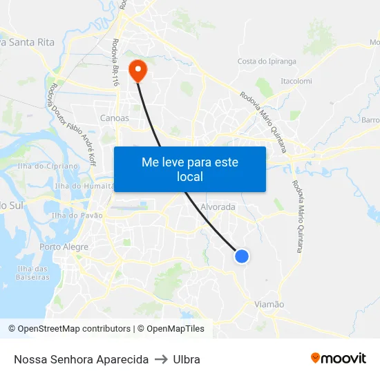 Nossa Senhora Aparecida to Ulbra map
