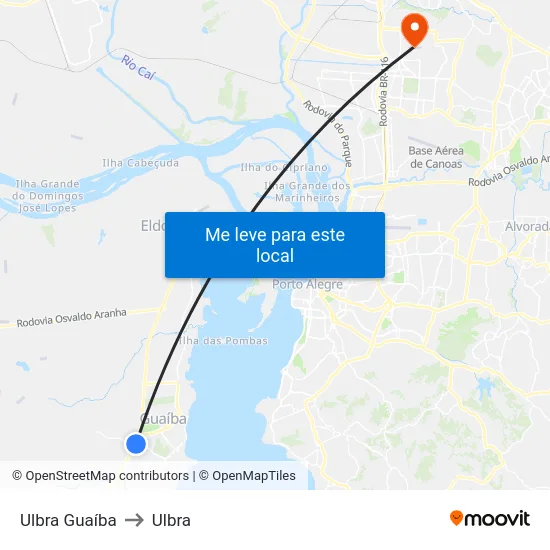 Ulbra Guaíba to Ulbra map