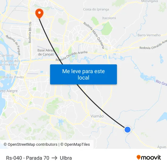 Rs-040 - Parada 70 to Ulbra map