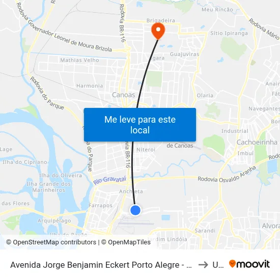 Avenida Jorge Benjamin Eckert Porto Alegre - Rio Grande Do Sul 90200 Brasil to Ulbra map