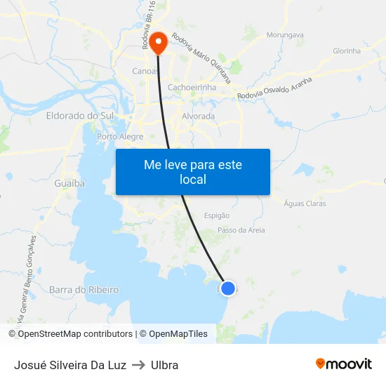 Josué Silveira Da Luz to Ulbra map