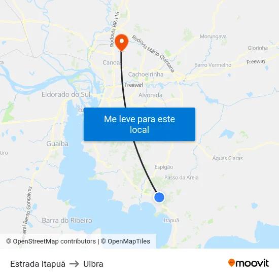 Estrada Itapuã to Ulbra map