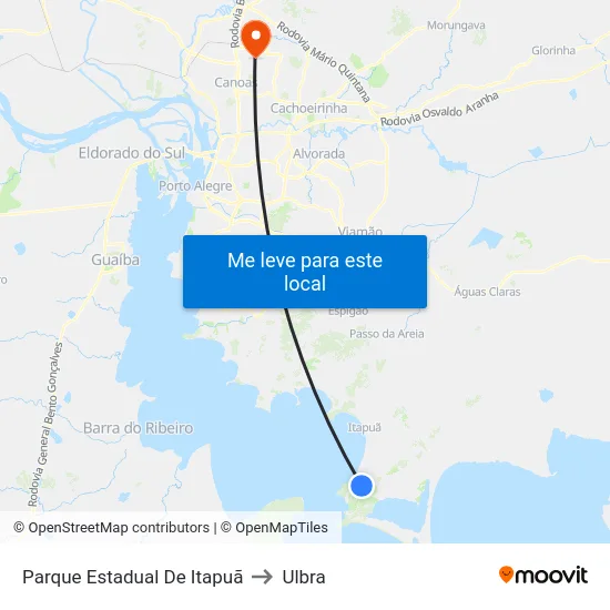 Parque Estadual De Itapuã to Ulbra map