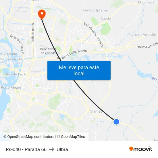 Rs-040 - Parada 66 to Ulbra map