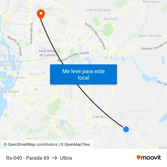Rs-040 - Parada 69 to Ulbra map