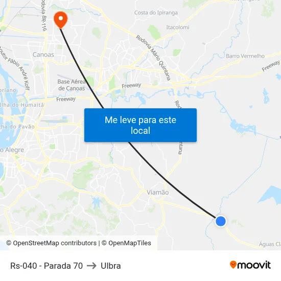 Rs-040 - Parada 70 to Ulbra map