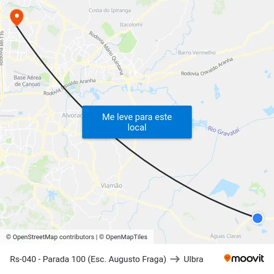 Rs-040 - Parada 100 (Esc. Augusto Fraga) to Ulbra map