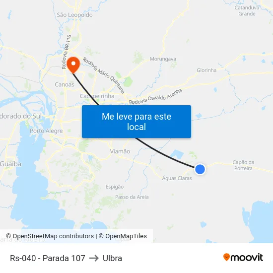 Rs-040 - Parada 107 to Ulbra map
