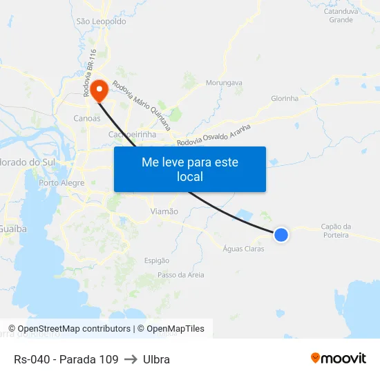 Rs-040 - Parada 109 to Ulbra map