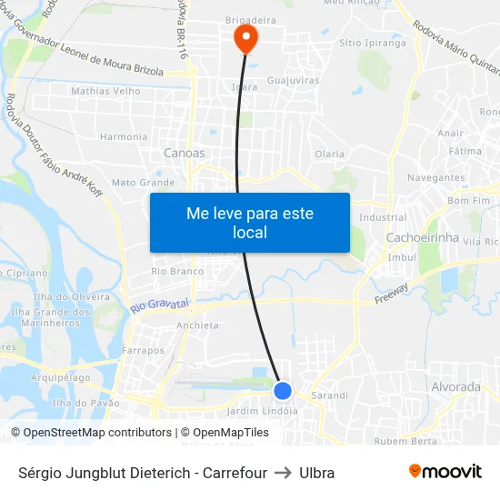 Sérgio Jungblut Dieterich - Carrefour to Ulbra map