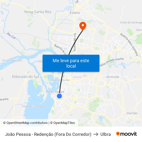 João Pessoa - Redenção (Fora Do Corredor) to Ulbra map