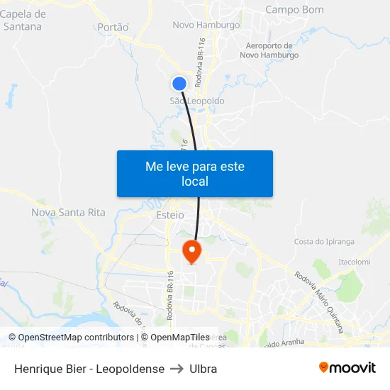 Henrique Bier - Leopoldense to Ulbra map