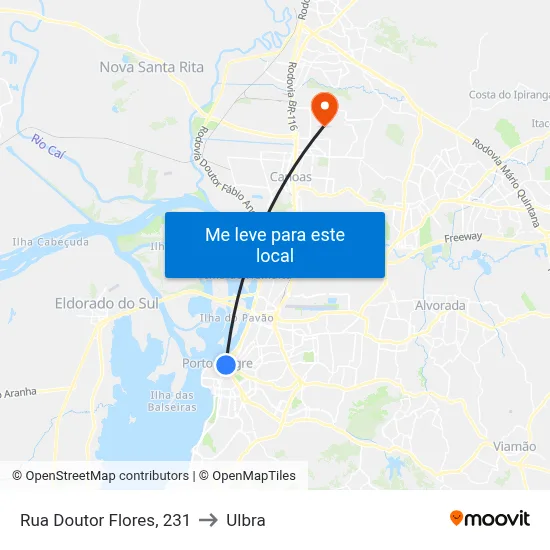 Rua Doutor Flores, 231 to Ulbra map
