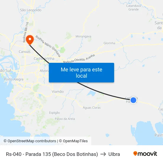 Rs-040 - Parada 135 (Beco Dos Botinhas) to Ulbra map