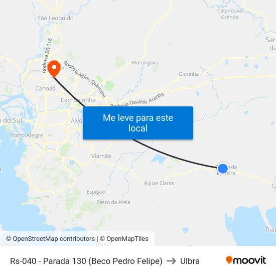 Rs-040 - Parada 130 (Beco Pedro Felipe) to Ulbra map