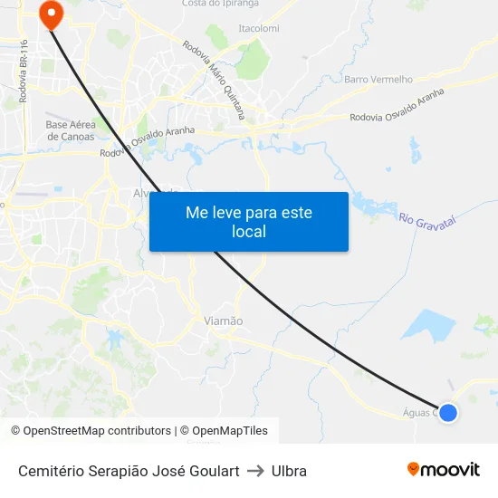 Cemitério Serapião José Goulart to Ulbra map