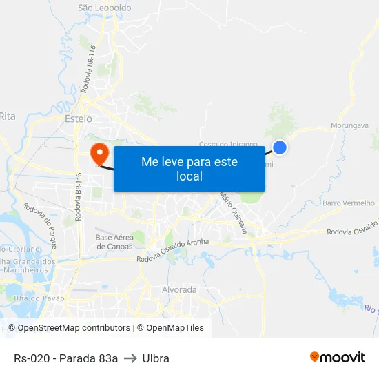 Rs-020 - Parada 83a to Ulbra map