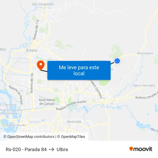 Rs-020 - Parada 84 to Ulbra map