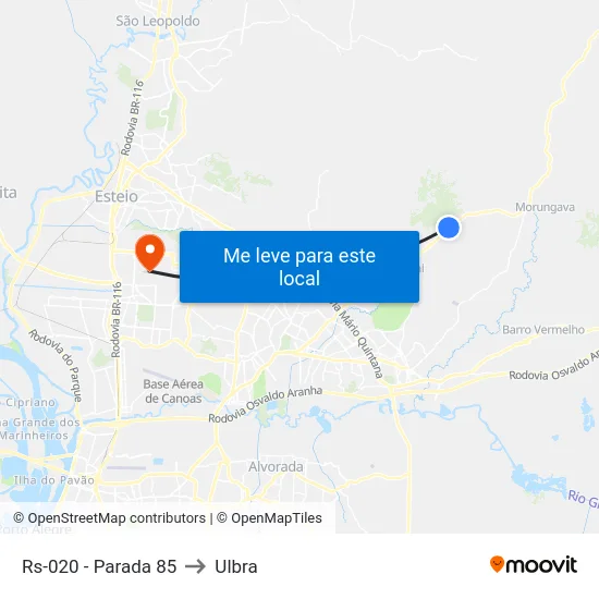 Rs-020 - Parada 85 to Ulbra map