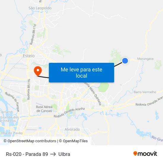 Rs-020 - Parada 89 to Ulbra map