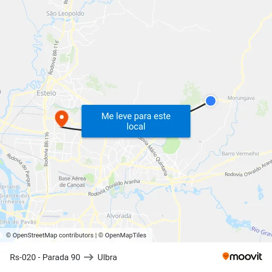 Rs-020 - Parada 90 to Ulbra map