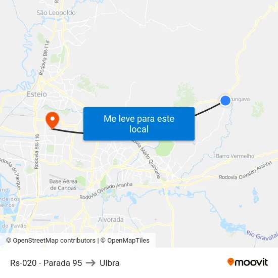 Rs-020 - Parada 95 to Ulbra map