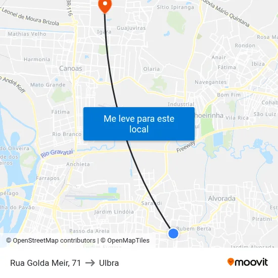 Rua Golda Meir, 71 to Ulbra map