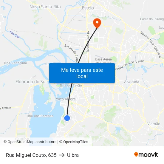 Rua Miguel Couto, 635 to Ulbra map