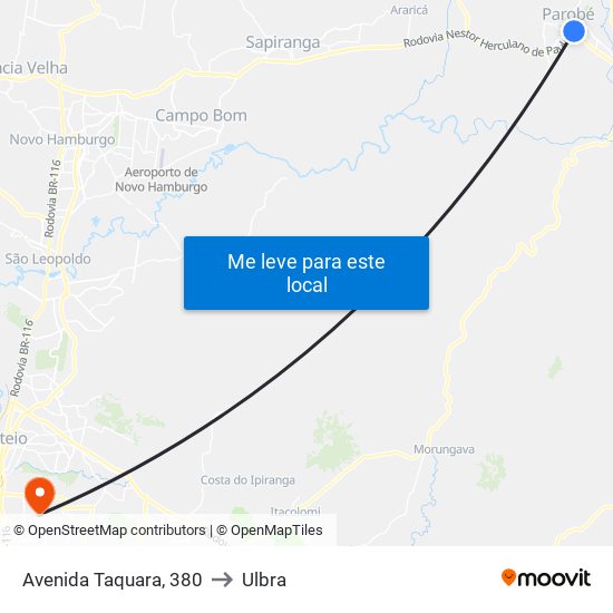 Avenida Taquara, 380 to Ulbra map