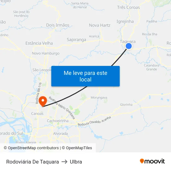Rodoviária De Taquara to Ulbra map