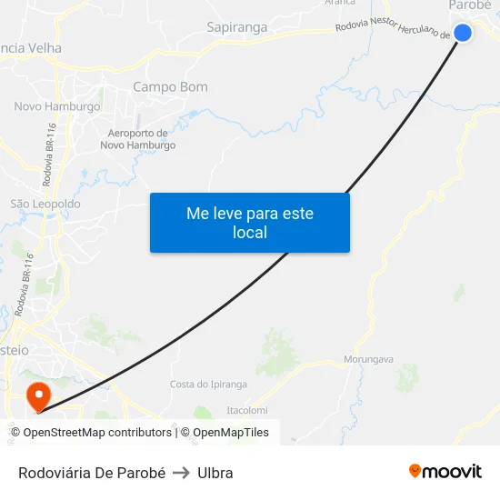 Rodoviária De Parobé to Ulbra map