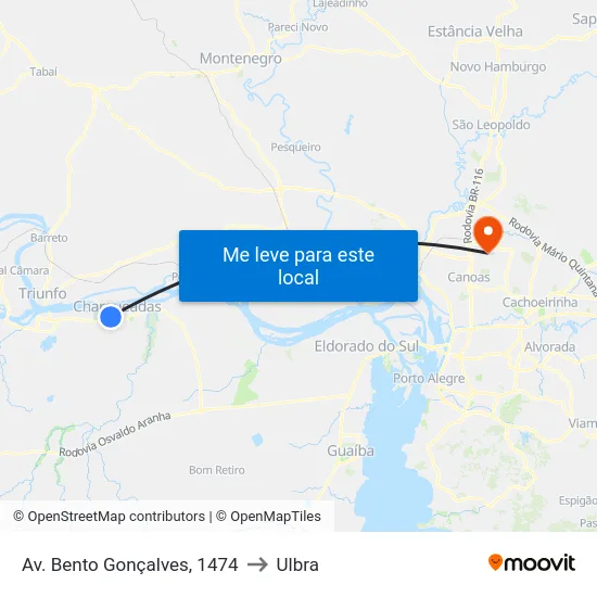 Av. Bento Gonçalves, 1474 to Ulbra map