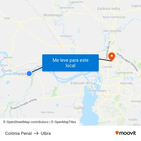 Colônia Penal to Ulbra map
