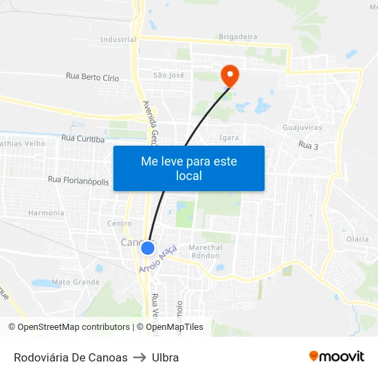 Rodoviária De Canoas to Ulbra map