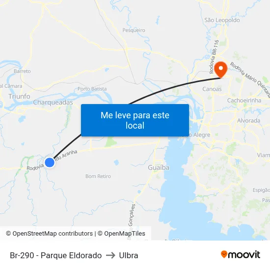 Br-290 - Parque Eldorado to Ulbra map