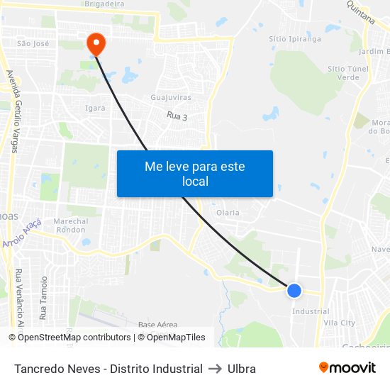 Tancredo Neves - Distrito Industrial to Ulbra map