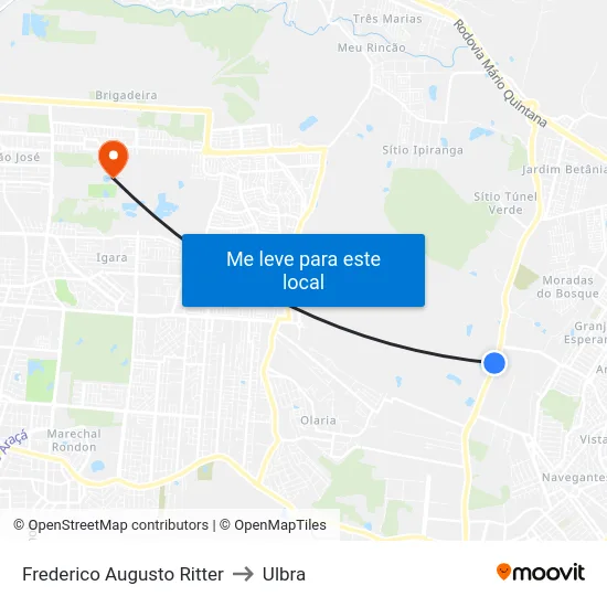 Frederico Augusto Ritter to Ulbra map