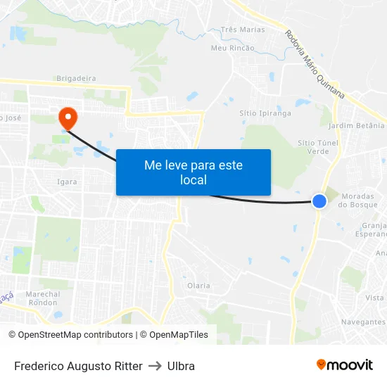 Frederico Augusto Ritter to Ulbra map