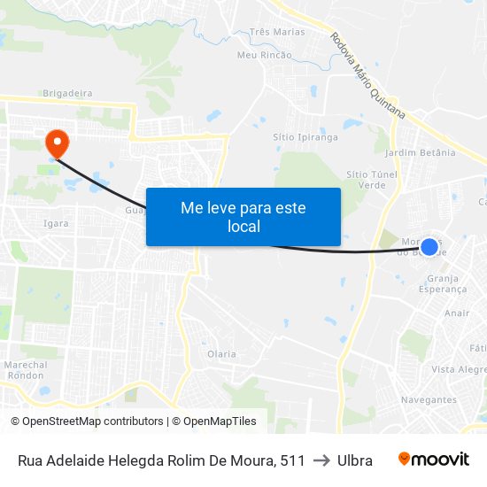 Rua Adelaide Helegda Rolim De Moura, 511 to Ulbra map