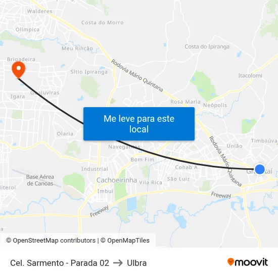 Cel. Sarmento - Parada 02 to Ulbra map