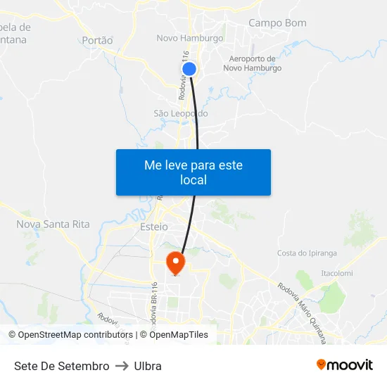 Sete De Setembro to Ulbra map