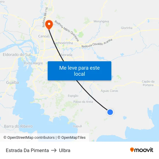 Estrada Da Pimenta to Ulbra map
