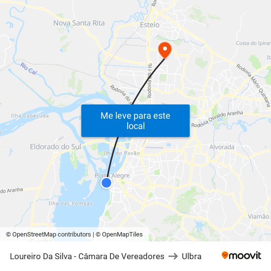 Loureiro Da Silva - Câmara De Vereadores to Ulbra map